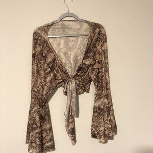 Never worn sheer snake print wrap top